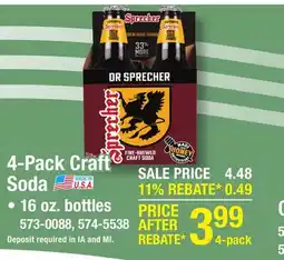 Menards 4-Pack Craft Soda offer