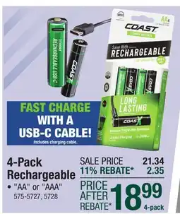 Menards 4-Pack Rechargeable offer