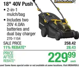 Menards 18 40V Push offer