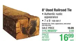 Menards 8' Used Railroad Tie offer