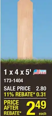 Menards 1 x 4 x 5' offer