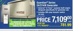 Menards Guardian Series 24/21kW Generator offer