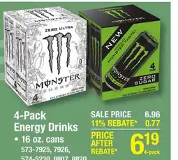 Menards 4-Pack Energy Drinks offer