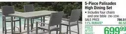 Menards 5-Piece Palisades High Dining Set offer
