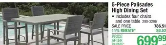 Menards 5-Piece Palisades High Dining Set offer