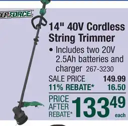 Menards 14 40V Cordless String Trimmer offer