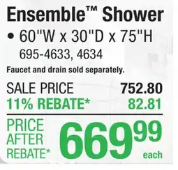 Menards Ensemble Shower offer