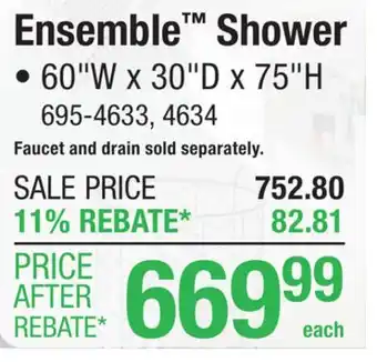 Menards Ensemble Shower offer