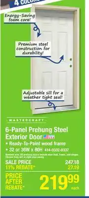 Menards 6-Panel Prehung Steel Exterior Door offer
