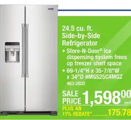 Menards 24.5 cu. ft. Side-by-Side Refrigerator offer