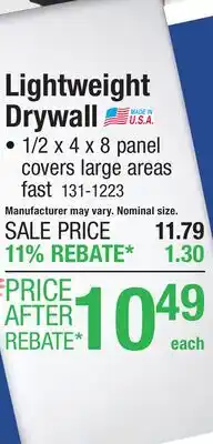 Menards Lightweight Drywall offer