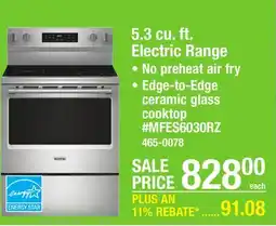 Menards 5.3 cu. ft. Electric Range offer