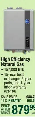 Menards High Efficiency Natural Gas offer