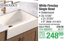Menards White Fireclay Single Bowl offer