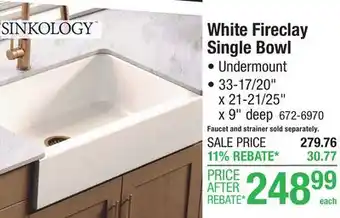 Menards White Fireclay Single Bowl offer