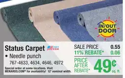 Menards Status Carpet offer