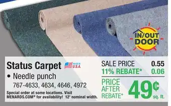 Menards Status Carpet offer