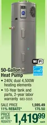 Menards 50-Gallon Heat Pump offer