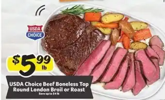 Winn Dixie USDA Choice Beef Boneless Top Round London Broil or Roast offer