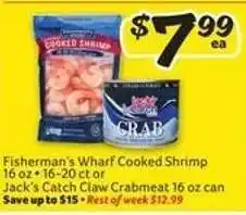 Winn Dixie Fisherman's Wharf Cooked Shrimp or Jack's Catch Claw Crabmeat offer