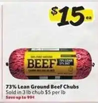 Winn Dixie 73% Lean Ground Beef Chubs offer