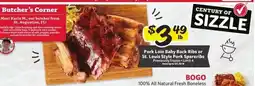 Winn Dixie Pork Loin Baby Back Ribs or St. Louis Style Pork Spareribs offer