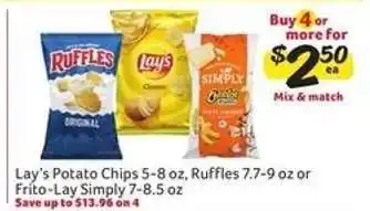 Winn Dixie Lay's Potato Chips, Ruffles, Frito-Lay Simply offer