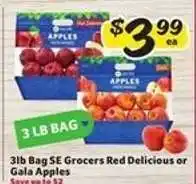 Winn Dixie 3lb Bag SE Grocers Red Delicious or Gala Apples offer