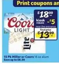 Winn Dixie 15 Pk Miller or Coors offer