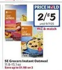 Winn Dixie SE Grocers Instant Oatmeal offer