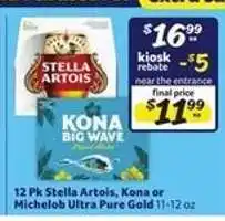 Winn Dixie 12 Pk Stella Artois, Kona or Michelob Ultra Pure Gold offer