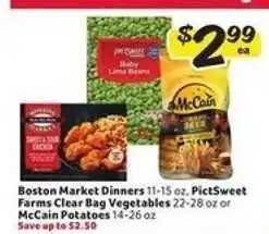 Winn Dixie Boston Market Dinners, PictSweet Farms Clear Bag Vegetables, McCain Potatoes offer