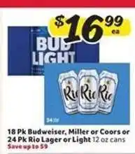 Winn Dixie Budweiser, Miller, Coors, Rio Lager or Light offer