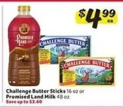 Winn Dixie Challenge Butter Sticks or Promised Land Milk offer