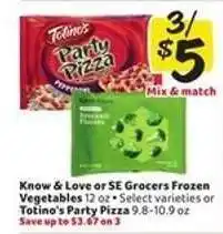 Winn Dixie Know & Love or SE Grocers Frozen Vegetables or Totino's Party Pizza offer
