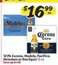 Winn Dixie 12 Pk Corona, Modelo, Pacifico, Heineken or Dos Equis offer