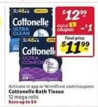 Winn Dixie Cottonelle Bath Tissue offer