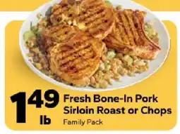 Save a Lot Fresh Bone-In Pork Sirloin Roast or Chops offer
