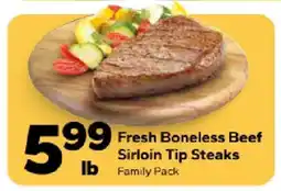 Save a Lot Fresh Boneless Beef Sirloin Tip Steaks offer