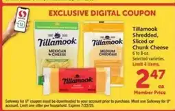 Safeway Tillamook Cheese offer
