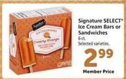 Safeway Signature SELECT Ice Cream Bars or Sandwiches offer