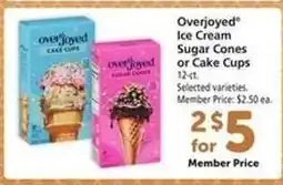 Safeway Overjoyed Ice Cream Sugar Cones or Cake Cups offer