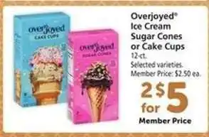 Safeway Overjoyed Ice Cream Sugar Cones or Cake Cups offer