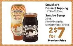 Safeway Smucker's Dessert Topping offer