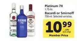 Safeway Platinum 7X, Bacardi or Smirnoff offer