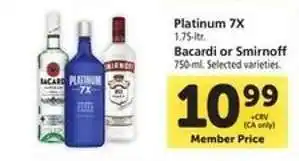 Safeway Platinum 7X, Bacardi or Smirnoff offer