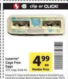 Safeway Lucerne Cage Free Eggs offer