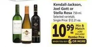 Safeway Kendall-Jackson, Joel Gott or Stella Rosa offer