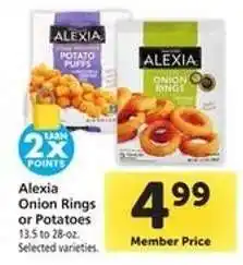 Safeway Alexia Onion Rings or Potatoes offer