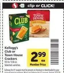 Safeway Kellogg's Club or Town House Crackers offer